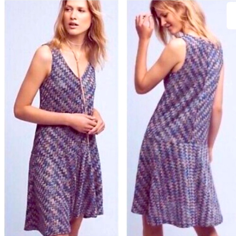 Maeve Anthropologie Westwater Knit Dress chevron sz S